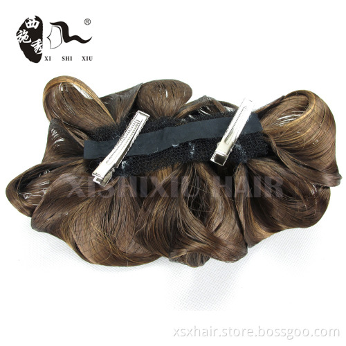 fashion style black synthetic fake hair bun extension